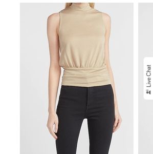 Banded bottom mock neck tank